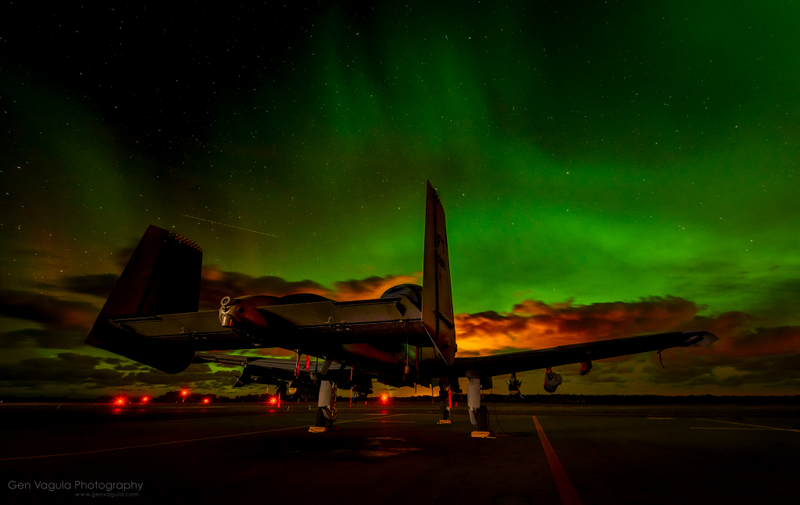 Illustration for article titled Forward Deployed A-10 Warthogs Bathe Under The Aurora Borealis In Estonia
